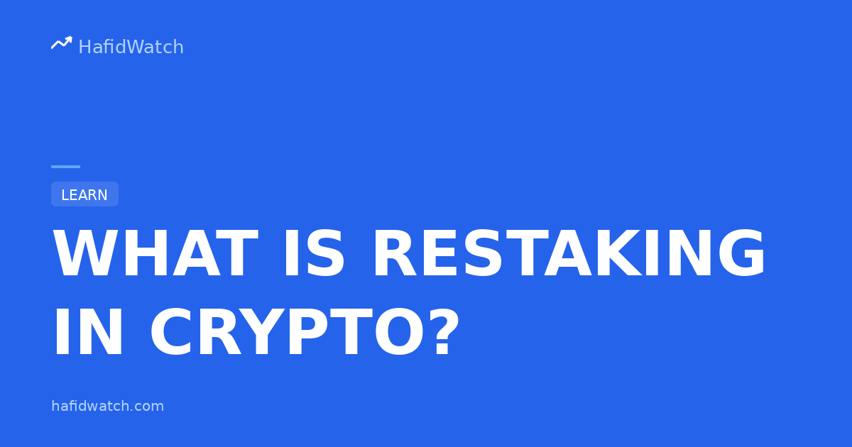 HafidWatch educational guide banner displaying What Is Restaking In Crypto